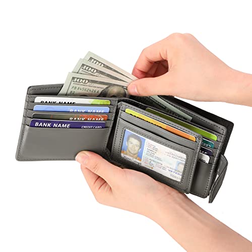Goiacii Mens Wallet Large Capacity Genuine Leather Rfid Blocking Bifold Wallets For Men With Id Window And 15 Card Slots #TOP5