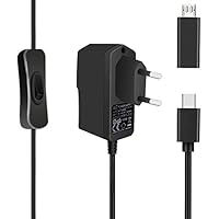 GeeekPi Raspberry Pi 4 5,1 V 3A-Netzteil, Typ C USB-C mit EIN/Aus-Schalter EU-Stecker, für Raspberry Pi 4 Modell B / 3B + / 3B