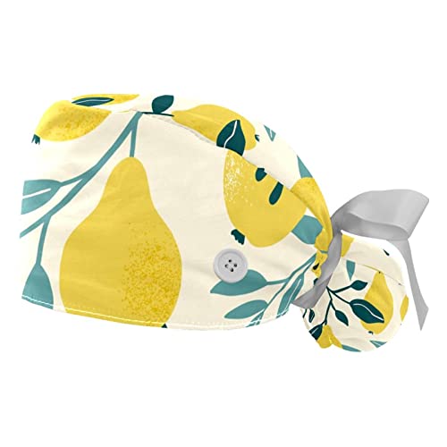 Casquettes de travail ajustables JDEZ | Lot de 2 chapeaux bouffants imprimé fruit