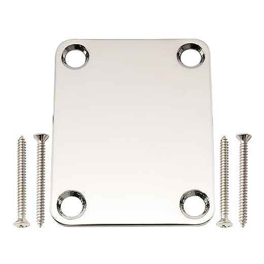 Musiclily Pro 4 Agujeros Placa Mástil de Acero Neck Plate para Guitarra Eléctrica Stratocaster Telecaster o Bajo, Nickel