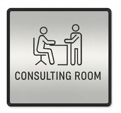 Image of Premium Brushed Silver Consulting Room Acrylic Sign Board Self adhesive Sign 6 inch for Mall Business Stores Cafe Shop corporate Hospital Hotel School Office