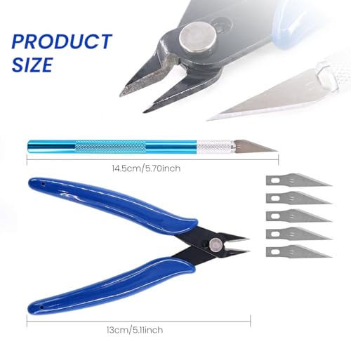 Image of Serplex 21Pcs Gundam Model Tools Kit with Box Multi-purpose DIY Hand Craft Tools with Screwdriver, Tweezers, Diamond File, Engraving Cutter, Scissors, Stainless Steel Ruler, Polishing File, More