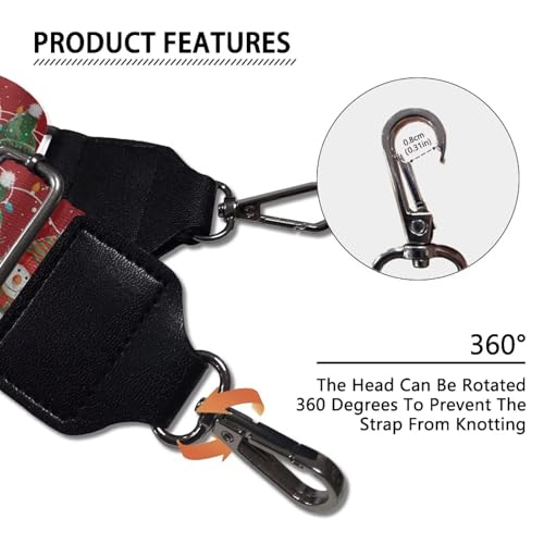 Image of Talayituse Christmas Snowman Snowflake Bulb Print Shoulder Strap Wide Purse Bag Strap Chrsitmas Decoration Adjustable Replacement Belt Luggage Crossbody Shoulder Bag Strap for Women Girls