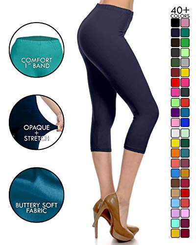 Image of Leggings Depot Women's High Waist Leggings Soft 1 inch Waistband Solid Pants - Regular, Plus, 1X3X, 3X5X