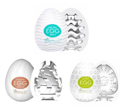 Kit Triplo Eggs Ovo Mastubador Estimulo Sexshop Flexivel Wavy Twi...