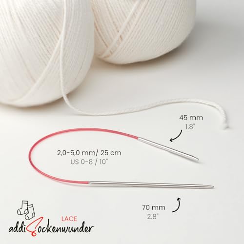 Image of Addi 'Sockwonder' Lace Circular Needles 25cm /10, 3.5mm (US# 4), EasyKnit Rocket (EU Version) with red Cord