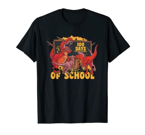 100 Days of School T-Rex Dino Kids Boys School Students T�V���c