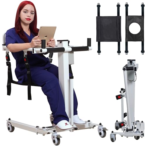 seveni Electric Patient Lift Transfer Chair, Portable Patient Lift for Home, Foldable Wheelchair Lift for Car, Wheelchair to Car Transfer Devices with 2 Seat Cushion
