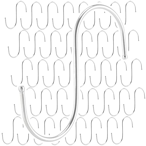 ZOENHOU 40 ganchos en forma de S de 12.7 cm y 5 pulgadas, ganchos de acero inoxidable plateado resistente, ganchos de metal en forma de S para colgar para cocina, dormitorio, oficina y al aire libre Cover