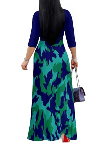 Image of PinkPatty Plus Size Dresses for Curvy Women V Neck Flowy Long Sleeves Wrap Maxi Dress Travel Vacation Outfits