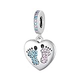 VALGACLS Footprints Charm Feet Charm Foot Charm for Bracelets Necklace 925 Sterling Silver Charms for Women