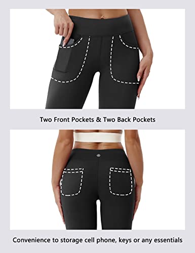 Image of BUBBLELIME 29 inch /31 inch /33 inch /35 inch /37 inch Women High Waist Bootlegs Yoga Pants Tummy Control Bootcut Workout Flared Out Pockets