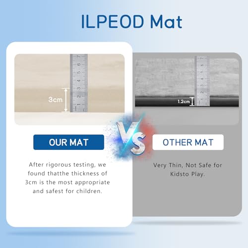 Image of Baby Play Mat for Floor Nursery Rug Muscle Mat Area Rug Playroom Rug 47 inchx47 inch Playpen Mat Elastic Foam 1.3 inch Thick Crawling Mat for Babies,Toddlers, Infants, Kids,A Beige