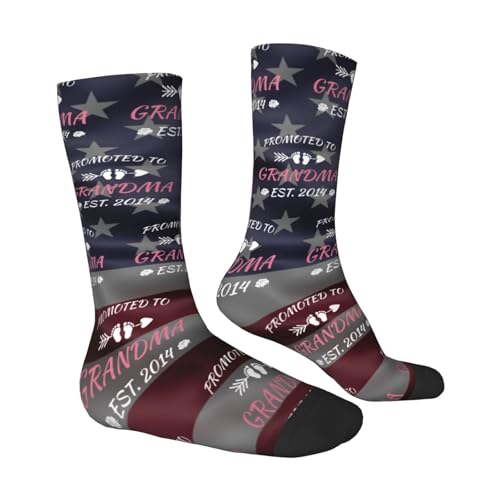 Promoted To Grandma Est. 2014 Adult Polyester Crew Socks Breathable Moisture-Wicking Athletic Running Gym93