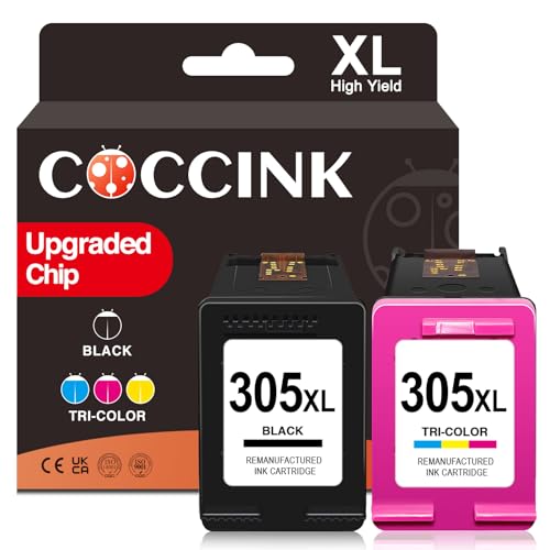 COCCINK 305XL Tinta para HP 305 XL DeskJet 2820e DeskJet 2800e 4220e 2810e 2821e 2822e 2823e 4200e 4210e 4222e 4230e 2700e 2710e Cartuchos para HP 305 XL Tinta Impresora para HP 305 XL Negro y Color