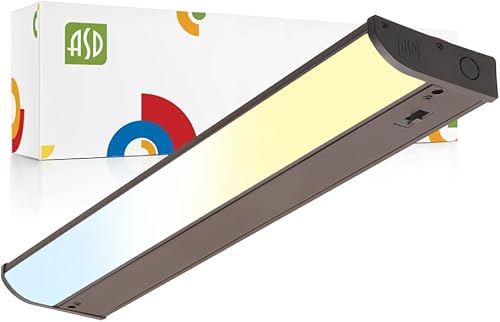 ASD Iluminación LED para debajo del gabinete color bronce, 45,7 cm 8W 715 lm, luces regulables cableadas para debajo del gabinete para cocina,