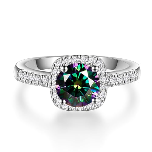 1 Carat Peacock Blue Moissanite Engagement Ring for Women D Color VVS1 Clarity Moissanite 925 Sterling Silver Promise Eternity Rings