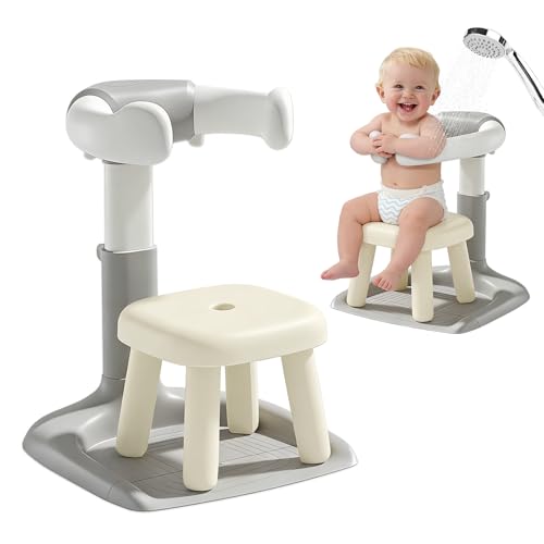 Baby Shower Stand with Seat - Adjustable Height Shower Standing Bath Support | Baby Bath Stand Soporte para Baera de Beb | Toddler Shower Stand Assist Holder for 8-36 Months