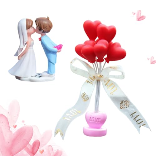 Figura Pastel Boda, Decoración del Pastel de Bodas,Adornos de pareja con globos,Figura de Novios estilo Hipster para Tarta de Boda, para la decoración del tablero del automóvil, decoración de oficina