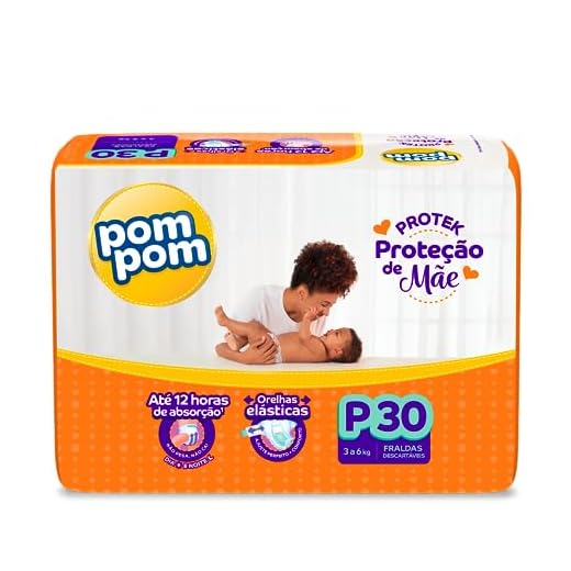 Fralda Pom Pom  Protek Proteção de Mãe Jumbo P 30 Unidades