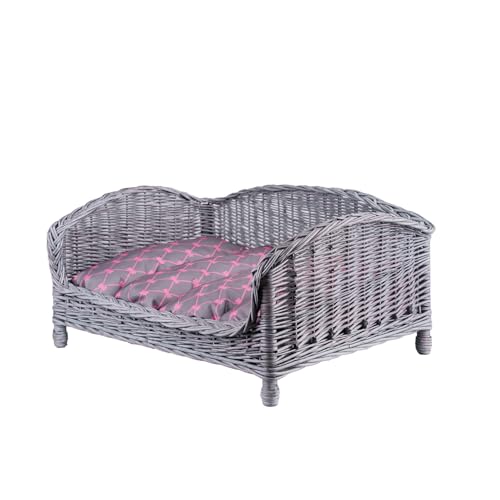 Camp pour chien et lit pour chat e-wicker24 en osier gris : cocon de douceur - 3