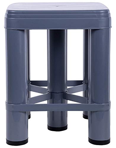 Image of Nayasa XL Plastic Stool | Highted, Sitting Stool | Ideal for Indoor Or Outdoor use| Plastic Non-Slip Lightweight | Ideal for Office, Home, Garden etc | Glossy Finish |Grey