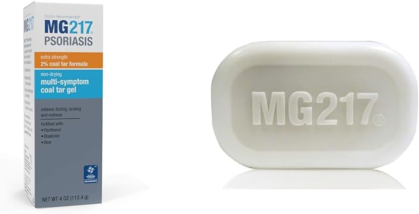MG2172% Coal Tar Psoriasis Gel Dead Sea Exfoliating Bar Soap - 4 oz & 3.2oz