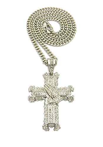 Crescendo SJ INC New ICED Out Cross Pendant & 6mm/36 Cuban Chain Hip HOP Necklace - CP187R