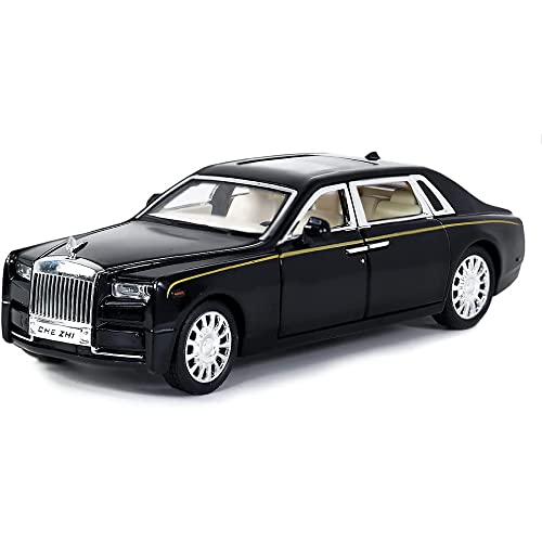 Image of DEUSON ECOM Alloy Metal Pull Back Die-Cast Car 1:32 Rolls Royce Phantom Diecast Metal Pullback Toy Car With Openable Doors & Light, Music Boys Gifts Toys For Kids, Black