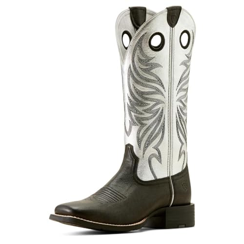 Ariat Women`s Dark Carbon Vamp Antique Silver Top Round Up Ryder Boot