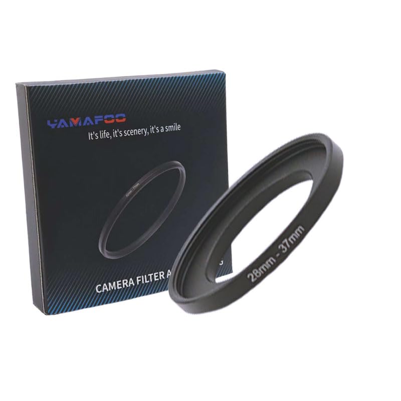 YAMAFOO 28mm to 37mm Step-Up Ring/Step Down Rings Filter Adapter for All Brands UV ND CPL Metal Ring Step-Up Rings Adapter Filter,Black (28-37)