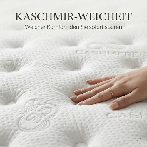 BSS BEDDING Matratze 200x200 H3 Paris Cashmere Taschenfederkernmatratze, 30 cm Höhe + integrierte Cashmere-Komfortauflage Topper, 7-Zonen, orthopädisch, Oeko-TEX, Allergikerfreundlich – Bild 5