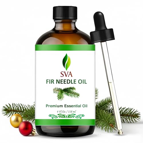 SVA Fir Needle Essential Oil 4 Fl Oz 100% Natural Fir Needle Oil - for Diffuser Hair Care Face Skin Care Aromatherapy Scalp and Body Massage Soap and Candle Making with Dropper