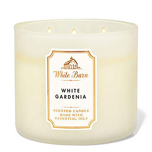 Bath and Body Works, White Barn 3-Wick Candle w/Essential Oils - 14.5 oz - 2021 Core Scents! (White Gardenia)