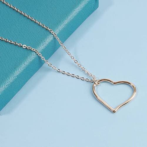 Boho Long Heart Pendant Necklace Gold Outline Heart Necklace Chain Hollow Heart Drop Necklace Minimalist Necklace Jewelry for Women4