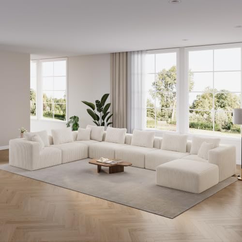 Image of Novilla 177 inch Modular Sectional Sofa, U Shape Extra Large Sectional Couch, Modern Cloud Design with Smarts Coil Support, Boneless Sectional Couch for Living Room Apartment, No Assembly, Beige