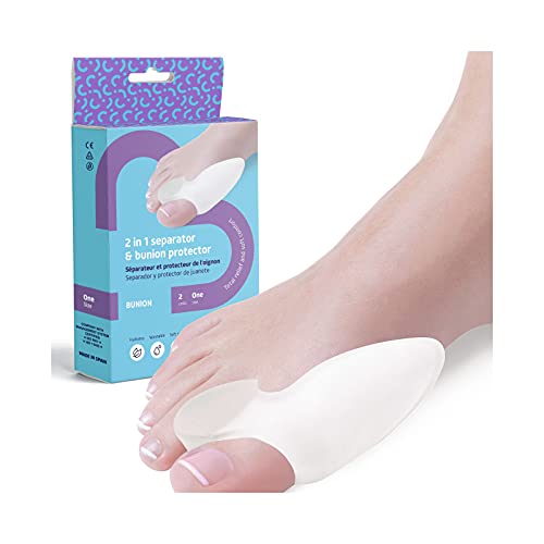 feet bcn - 2 Correctores de Silicona para Juanetes y Hueso | Alivia, Protege y Corrige Hallux Valgus Dedo martillo. Comodidad y Material Suave y Transpirable, Ajustable e Hipoalergénico, Talla Única.