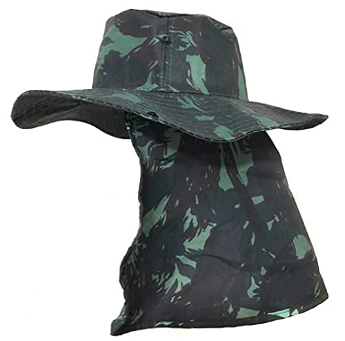 Chapéu Pescador Camuflado Australiano Com Protetor sol Cor: Verde-Camuflado