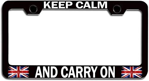 Keep Calm and Carry ON License Plate Frames - Metal Car Tag Sign for Women/Men, Standard 6x12 2-Hole and Screws Fits US & Canada