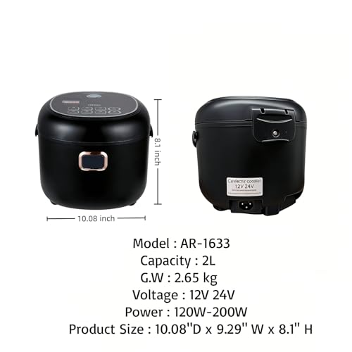 Image of Mini Rice Cooker 2L Electric Lunch Box Food Heater 12V /24V Portable Non-Stick Travel For Car Truck Small Rice Cooker with Steam Tray Cooking Heating and Keeping Warm Function(Black)