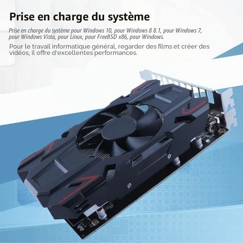 Carte Graphique de Jeu, HD6770 4 Go DDR5 128 Bits PCI Express 2.0 16X Slot HDMI DVI VGA Interface, Carte Graphique D'ordinateur avec Ventilateur Unique (HD6770 4 Go DDR5)