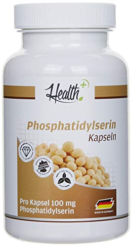 Health+ Phosphatidylserin - 120 Kapseln mit 100 mg Phosphatidylserin pro Kapsel, aus Soja, für Konzentration und Gedächtnis, Made in Germany