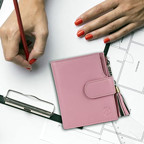Image of Zeetap Wallets for Women - Genuine Leather Ladies Wallet - RFID Wallet for Ladies | Gift Wallet for Women and Girls - Female Zipper Wallet (Mauve Pink)