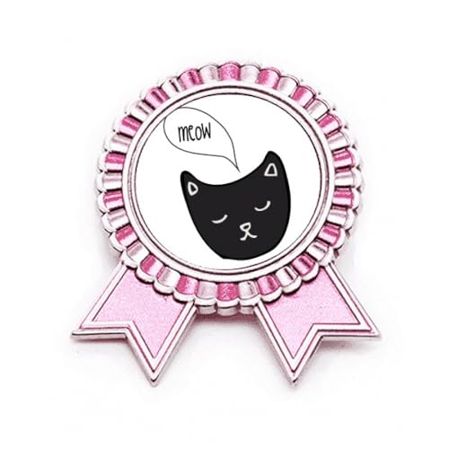 Broche chat noir gothique en métal taille M motif rose
