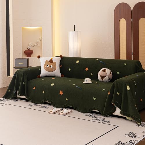 VanderHOME Manta Sofa Suave, Jarapas para Sofas, Colcha Multiusos para Sofas, Funda de Sofá para Todas Las Estaciones, Cálido 180 * 260cm-Verde