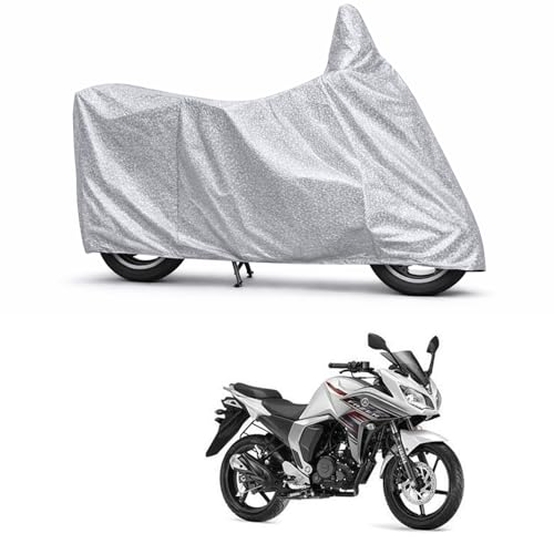 Image of 100% Waterproof Two Wheeler Body Cover Multi Layered Fabric Designed for Yamaha Fazer-FI | Belt Buckle Lock | Silver Mag