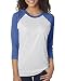 Next Level Apparel 6051 Unisex Tri-Blend 3 By 4 Sleeve Raglan - Vintage Royal & Heather White44; Large