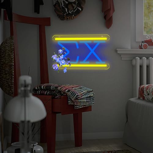 Image of Sigma Neon Sign, Σ Chi Greek Letter LED Neon Light for Fraternity Dorm Decor, USB Powered Wall Decor for Bedroom, Game Room, Man Cave, College Gift for Brothers Brotherhood