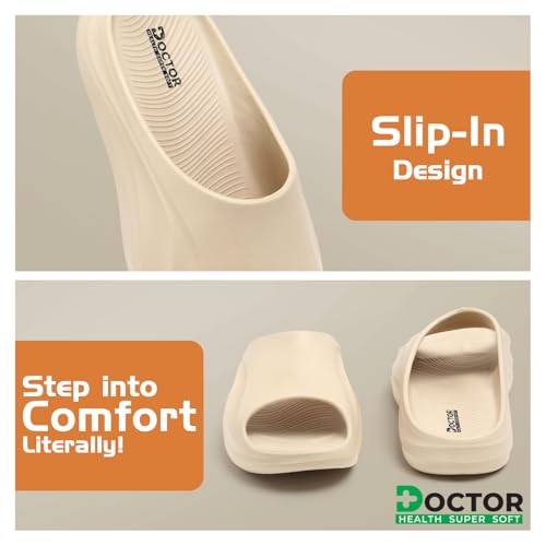 Image of DOCTOR HEALTH SUPER SOFT Men's Double Buckle Slide Sandals | Lightweight Cushioned EVA Slippers | Anti-Slip Comfortable Open Toe Casual Slides for Indoor Outdoor Everyday Wear
