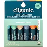 Cliganic Organic Lip Balm Set (6 Flavors) - 100% Natural Hydrating, Moisturizing for Dry Cracked Lips, for Men & Women